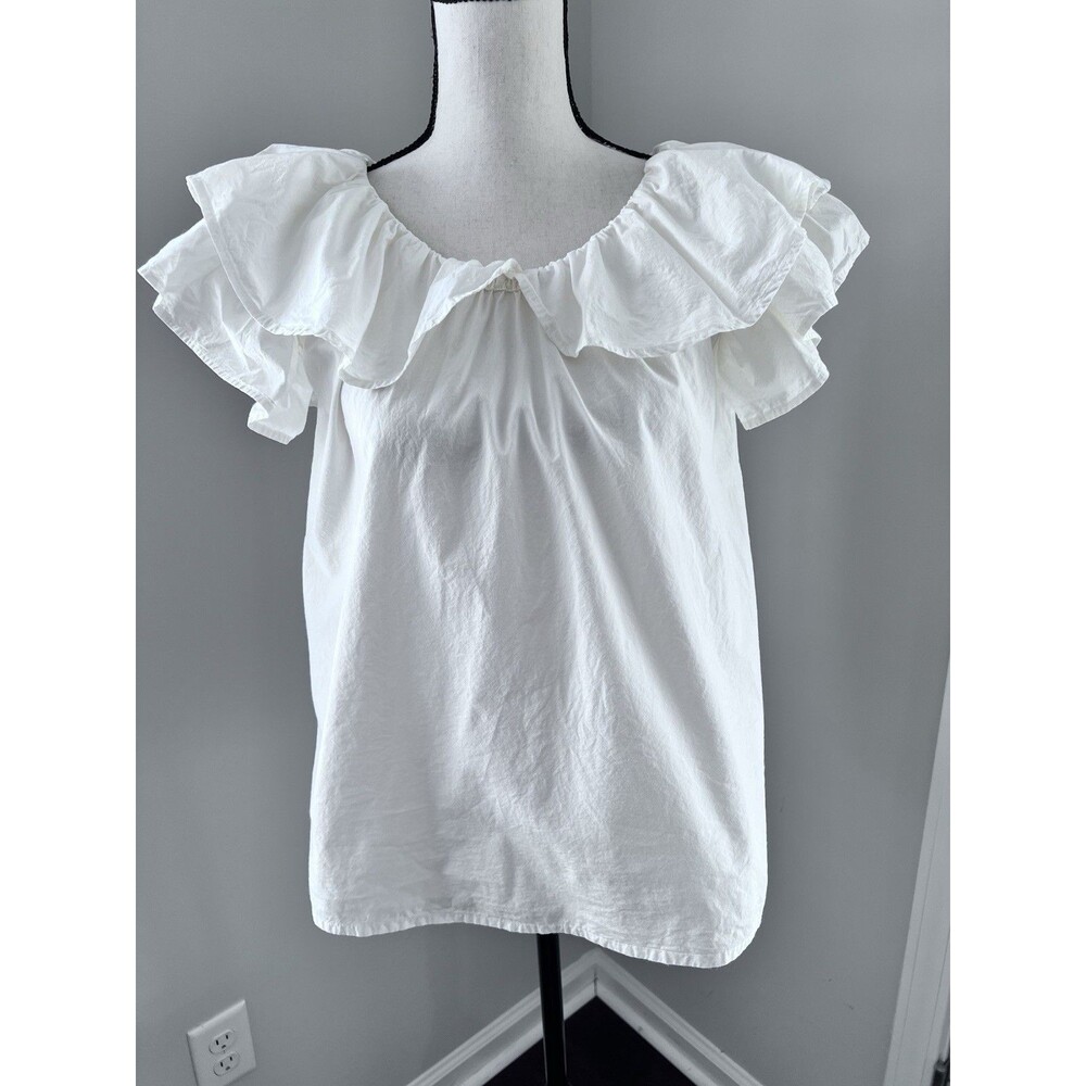 Millie Resort White Ruffled Blouse Size XS EUC